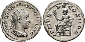 Gordian III, 238-244. Antoninianus (Silver, 22 mm, 5.11 g, 6 h), Rome, 242. IMP GORDIANVS PIVS FEL AVG Radiate, draped and cuirassed bust of Gordian I...