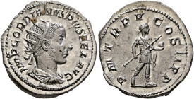 Gordian III, 238-244. Antoninianus (Silver, 23 mm, 4.47 g, 5 h), Rome, 242. IMP GORDIANVS PIVS FEL AVG Radiate, draped and cuirassed bust of Gordian I...