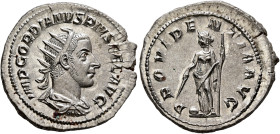 Gordian III, 238-244. Antoninianus (Silver, 23 mm, 4.66 g, 7 h), Rome, 243-244. IMP GORDIANVS PIVS FEL AVG Radiate, draped and cuirassed bust of Gordi...