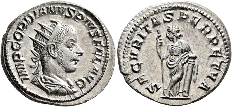 Gordian III, 238-244. Antoninianus (Silver, 23 mm, 4.49 g, 6 h), Rome, 243-244. ...