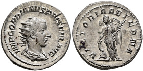 Gordian III, 238-244. Antoninianus (Silver, 23 mm, 4.72 g, 6 h), Rome, 243-244. IMP GORDIANVS PIVS FEL AVG Radiate, draped and cuirassed bust of Gordi...