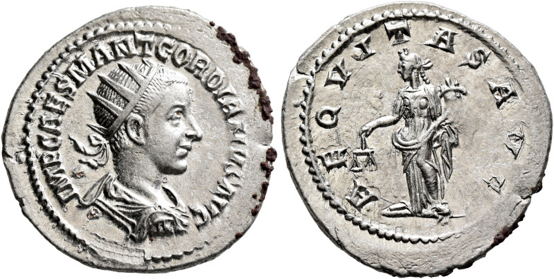 Gordian III, 238-244. Antoninianus (Silver, 24 mm, 4.00 g, 5 h), Antiochia, 239-...