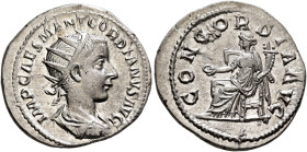 Gordian III, 238-244. Antoninianus (Silver, 22 mm, 4.09 g, 12 h), Antiochia, 239. IMP CAES M ANT GORDIANVS AVG Radiate, draped and cuirassed bust of G...