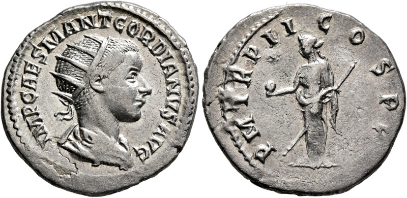 Gordian III, 238-244. Antoninianus (Silver, 21 mm, 4.12 g, 1 h), Antiochia, 239....