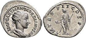 Gordian III, 238-244. Antoninianus (Silver, 25 mm, 3.73 g, 12 h), Antiochia, 239. IMP CAES M ANT GORDIANVS AVG Radiate, draped and cuirassed bust of G...
