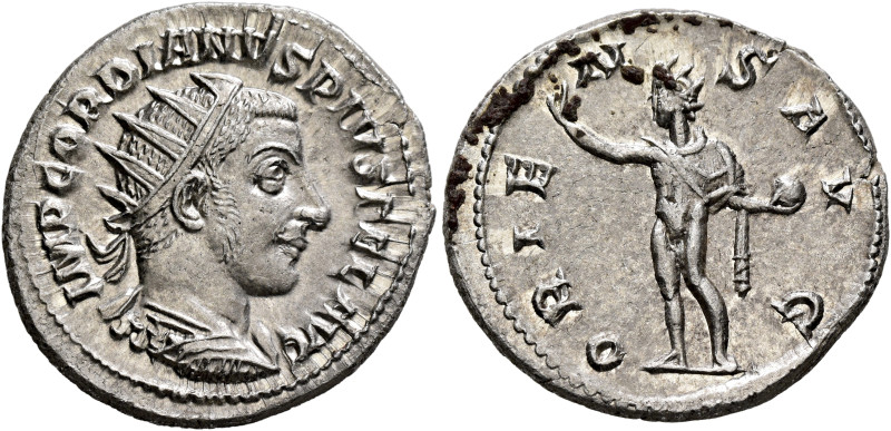 Gordian III, 238-244. Antoninianus (Silver, 23 mm, 4.72 g, 8 h), Antiochia, 242-...