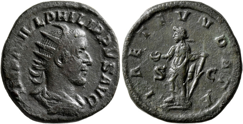 Philip I, 244-249. Dupondius (Orichalcum, 26 mm, 9.50 g, 12 h), Rome. IMP M IVL ...