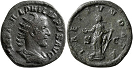 Philip I, 244-249. Dupondius (Orichalcum, 26 mm, 9.50 g, 12 h), Rome. IMP M IVL PHILIPPVS AVG Radiate, draped and cuirassed bust of Philip I to right,...