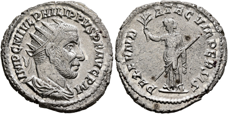 Philip I, 244-249. Antoninianus (Silver, 23 mm, 5.25 g, 12 h), Antiochia, 244-24...