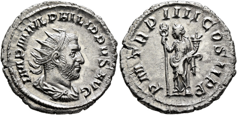 Philip I, 244-249. Antoninianus (Silver, 23 mm, 3.89 g, 6 h), Rome, 247. IMP M I...