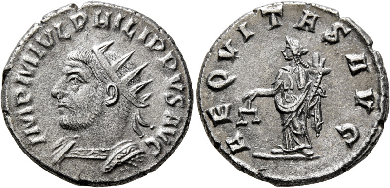 Philip I, 244-249. Antoninianus (Silver, 20 mm, 4.08 g, 11 h), Antiochia, 247. I...