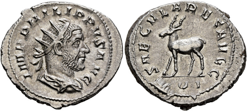 Philip I, 244-249. Antoninianus (Silver, 24 mm, 4.74 g, 12 h), Rome, 248. IMP PH...