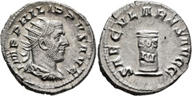 Philip I, 244-249. Antoninianus (Silver, 22 mm, 4.13 g, 6 h), Rome, 248-249. IMP PHILIPPVS AVG Radiate, draped and cuirassed bust of Philip I to right...