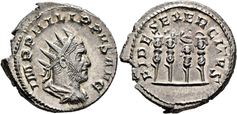 Philip I, 244-249. Antoninianus (Silver, 23 mm, 4.53 g, 6 h), Rome, 249. IMP PHI...