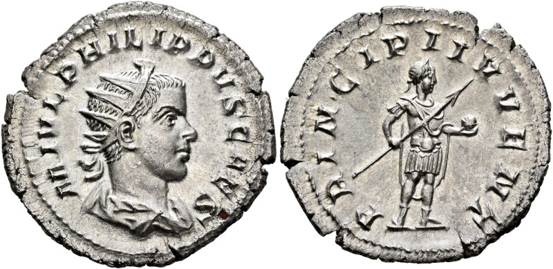 Philip II, as Caesar, 244-247. Antoninianus (Silver, 23 mm, 3.42 g, 11 h), Rome,...