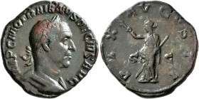 Trajan Decius, 249-251. Sestertius (Orichalcum, 28 mm, 15.34 g, 12 h), Rome, 249-250. IMP C M Q TRAIANVS DECIVS AVG Laureate and cuirassed bust of Tra...