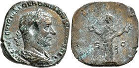 Trebonianus Gallus, 251-253. Sestertius (Orichalcum, 29 mm, 16.44 g, 12 h), Rome, late 251-late 252. IMP CAES C VIBIVS TREBONIANVS GALLVS AVG Laureate...