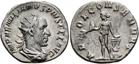 Aemilian, 253. Antoninianus (Silver, 20 mm, 3.33 g, 12 h), Rome. IMP AEMILIANVS PIVS FEL AVG Radiate, draped and cuirassed bust of Aemilian to right, ...