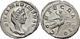 Diva Mariniana, died before 253. Antoninianus (Silver, 23 mm, 3.68 g, 12 h), Viminacium, 253-254. DIVAE MARINIANAE Veiled, diademed and draped bust of...