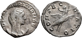 Diva Mariniana, died before 253. Antoninianus (Silver, 21 mm, 2.32 g, 12 h), Viminacium, 253-254. DIVAE MARINIANAE Veiled and draped bust of Diva Mari...