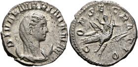 Diva Mariniana, died before 253. Antoninianus (Silver, 21 mm, 3.49 g, 5 h), Viminacium, 253-254. DIVAE MARINIANAE Veiled and draped bust of Diva Marin...