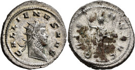 Gallienus, 253-268. Antoninianus (Billon, 23 mm, 5.53 g, 12 h), Mediolanum, 262-263. GALLIENVS AVG Radiate head of Gallienus to right. Rev. ORIENS AVG...