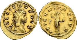 Gallienus, 253-268. Binio (Gold, 23 mm, 4.32 g, 12 h), Rome, 265-267. GALLIENVS AVG Radiate head of Gallienus to right. Rev. AETERNITAS AVG Sol standi...