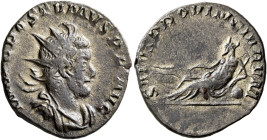 Postumus, Romano-Gallic Emperor, 260-269. Antoninianus (Billon, 21 mm, 3.37 g, 12 h), Treveri (?), mid 260. IMP C POSTVMVS P F AVG Radiate, draped and...