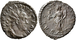 Marius, Romano-Gallic usurper, 269. Antoninianus (Bronze, 17 mm, 3.19 g, 7 h), Treveri, spring 269. IMP C MARIVS P F AVG Radiate, draped and cuirassed...