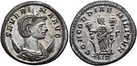 Severina, Augusta, 270-275. Antoninianus (Silvered bronze, 22 mm, 4.12 g, 12 h), Rome, early-September 275. SEVERINA AVG Diademed and draped bust of S...