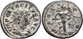 Tacitus, 275-276. Antoninianus (Silvered bronze, 23 mm, 4.10 g, 6 h), Lugdunum, May-June 276. IMP CL TACITVS AVG Radiate, draped and cuirassed bust of...