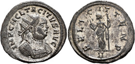 Tacitus, 275-276. Antoninianus (Silvered bronze, 23 mm, 4.05 g, 12 h), Ticinum, January-June 276. IMP C M CL TACITVS AVG Radiate and cuirassed bust of...