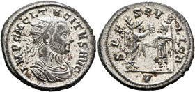 Tacitus, 275-276. Antoninianus (Silvered bronze, 23 mm, 4.71 g, 5 h), Cyzicus, January-June 276. IMP C M CL TACITVS AVG Radiate, draped and cuirassed ...