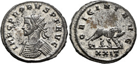 Probus, 276-282. Antoninianus (Silvered bronze, 21 mm, 3.87 g, 11 h), Siscia, 277. IMP C PROBVS P F AVG Radiate and cuirassed bust of Probus to left. ...