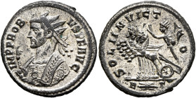 Probus, 276-282. Antoninianus (Silvered bronze, 21 mm, 3.77 g, 6 h), Rome, 281. IMP PROBVS P F AVG Radiate bust of Probus to left in consular robes, h...