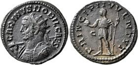 Carinus, as Caesar, 282-283. Antoninianus (Silvered bronze, 23 mm, 4.00 g, 6 h), Lugdunum, 282. CARINVS NOBIL CAES Radiate and cuirassed bust of Carin...