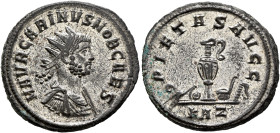 Carinus, as Caesar, 282-283. Antoninianus (Silvered bronze, 22 mm, 4.76 g, 6 h), Rome, 283. M AVR CARINVS NOB CAES Radiate, draped and cuirassed bust ...
