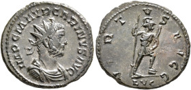 Carinus, 283-285. Antoninianus (Silvered bronze, 23 mm, 4.35 g, 12 h), Lugdunum, 284. IMP C M AVR CARINVS AVG Radiate, draped and cuirassed bust of Ca...