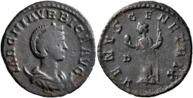Magnia Urbica, Augusta, 283-285. Antoninianus (Bronze, 21 mm, 2.94 g, 6 h), Lugdunum, summer 284. MAGNIA VRBICA AVG Diademed and draped bust of Magnia...