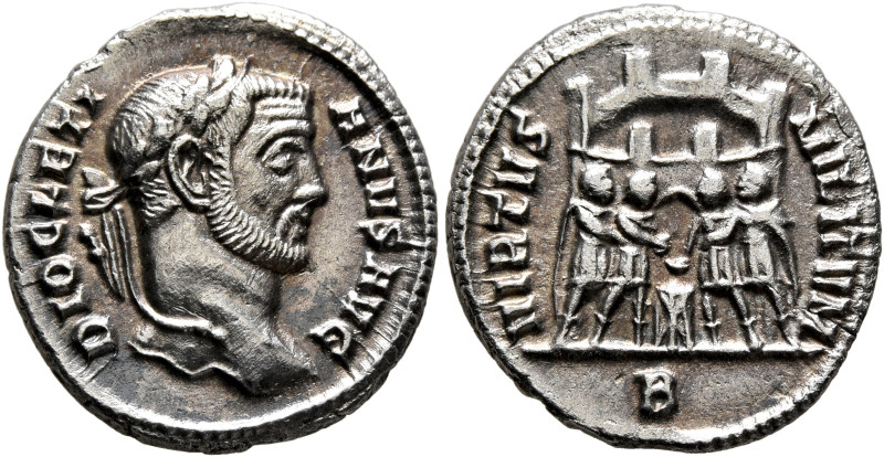 Diocletian, 284-305. Argenteus (Silver, 17 mm, 2.96 g, 7 h), Rome, 295-297. DIOC...