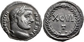 Maximianus, first reign, 286-305. Argenteus (Silver, 19 mm, 3.00 g, 1 h), Ticinum, 300-301. MAXIMIA-NVS AVG Laureate head of Maximianus to right. Rev....