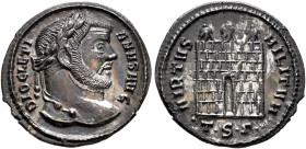 Diocletian, 284-305. Argenteus (Silver, 20 mm, 3.33 g, 12 h), Thessalonica, circa 302. DIOCLETI-ANVS AVG Laureate head of Diocletian to right. Rev. VI...