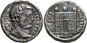 Constantius I, as Caesar, 293-305. Argenteus (Silver, 18 mm, 2.89 g, 6 h), Antiochia, 298. CONSTANTI-VS CAESAR Laureate head of Constantius I to right...