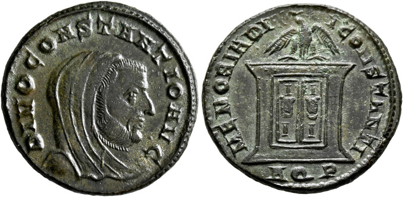 Divus Constantius I, died 306. Follis (Bronze, 25 mm, 6.79 g, 6 h), Aquileia, 30...