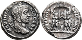 Galerius, 305-311. Argenteus (Silver, 17 mm, 2.55 g, 6 h), Rome, 294-295. MAXIMIA-NVS CAES Laureate head of Galerius to right. Rev. PROVIDE-NTIA AVGG ...