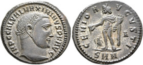 Maximinus II, 310-313. Follis (Silvered bronze, 22 mm, 4.91 g, 1 h), Nicomedia, circa 312. IMP C GAL VAL MAXIMINVS P F AVG Laureate head of Maximinus ...