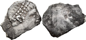 Constantine I, 307/310-337. Uniface Plaquette (Silver, 21 mm, 2.49 g). Laureate head of Constantine I to right. Rev. Blank. Crystallized and with a si...