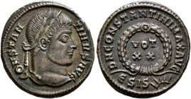 Constantine I, 307/310-337. Follis (Bronze, 19 mm, 3.23 g, 7 h), Siscia, 321-324. CONSTANTINVS AVG Laureate head of Constantine I to right. Rev. D N C...