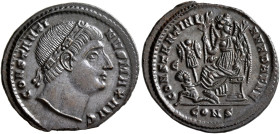 Constantine I, 307/310-337. Follis (Bronze, 21 mm, 3.39 g, 12 h), Constantinopolis, 327. CONSTANTI-NVS MAX AVG Diademed head of Constantine I to right...