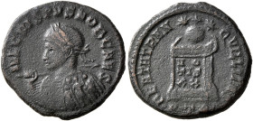 Crispus, Caesar, 316-326. Follis (Bronze, 19 mm, 3.50 g, 6 h), Treveri, 322-323. IVL CRISPVS NOB CAES Laureate and cuirassed bust of Crispus to left, ...